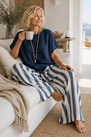 FLASH SALE - Effortless Striped Cotton Linen 2-Piece Set | Free Delivery