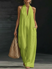 FLASH SALE - Cotton Linen Halter Jumpsuit | Free Delivery