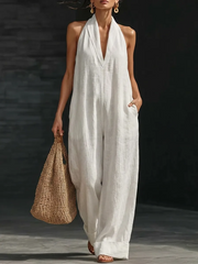 FLASH SALE - Cotton Linen Halter Jumpsuit | Free Delivery