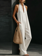 FLASH SALE - Cotton Linen Halter Jumpsuit | Free Delivery