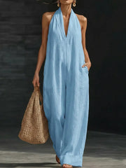 FLASH SALE - Cotton Linen Halter Jumpsuit | Free Delivery