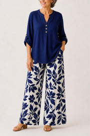FLASH SALE - Printed Loose Top & Wide-Leg Pants Set | Free Delivery