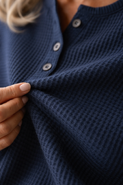 FLASH SALE - Waffle Knit Button Pullover | Free Delivery