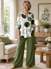 FLASH SALE - Printed Loose Top & Wide-Leg Pants Set | Free Delivery