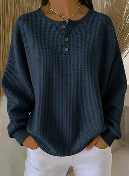 FLASH SALE - Waffle Knit Button Pullover | Free Delivery