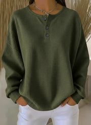 FLASH SALE - Waffle Knit Button Pullover | Free Delivery
