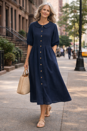 FLASH SALE - Peter Pan Collar Midi Dress | Free Delivery