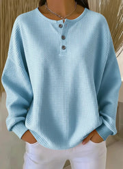 FLASH SALE - Waffle Knit Button Pullover | Free Delivery