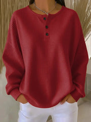 FLASH SALE - Waffle Knit Button Pullover | Free Delivery