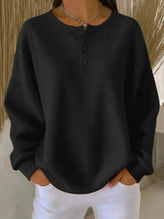 FLASH SALE - Waffle Knit Button Pullover | Free Delivery