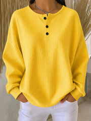 FLASH SALE - Waffle Knit Button Pullover | Free Delivery
